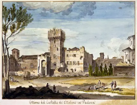 vecchia stampa sul castello di Padova