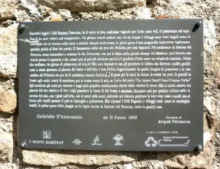 Parco letterario Francesco Petrarca Colli Euganei targa Gabriele D'Annunzio