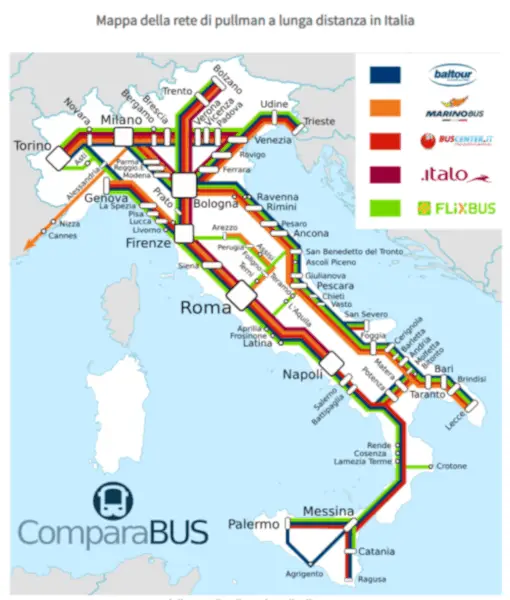 viaggiare in autobus in Italia
